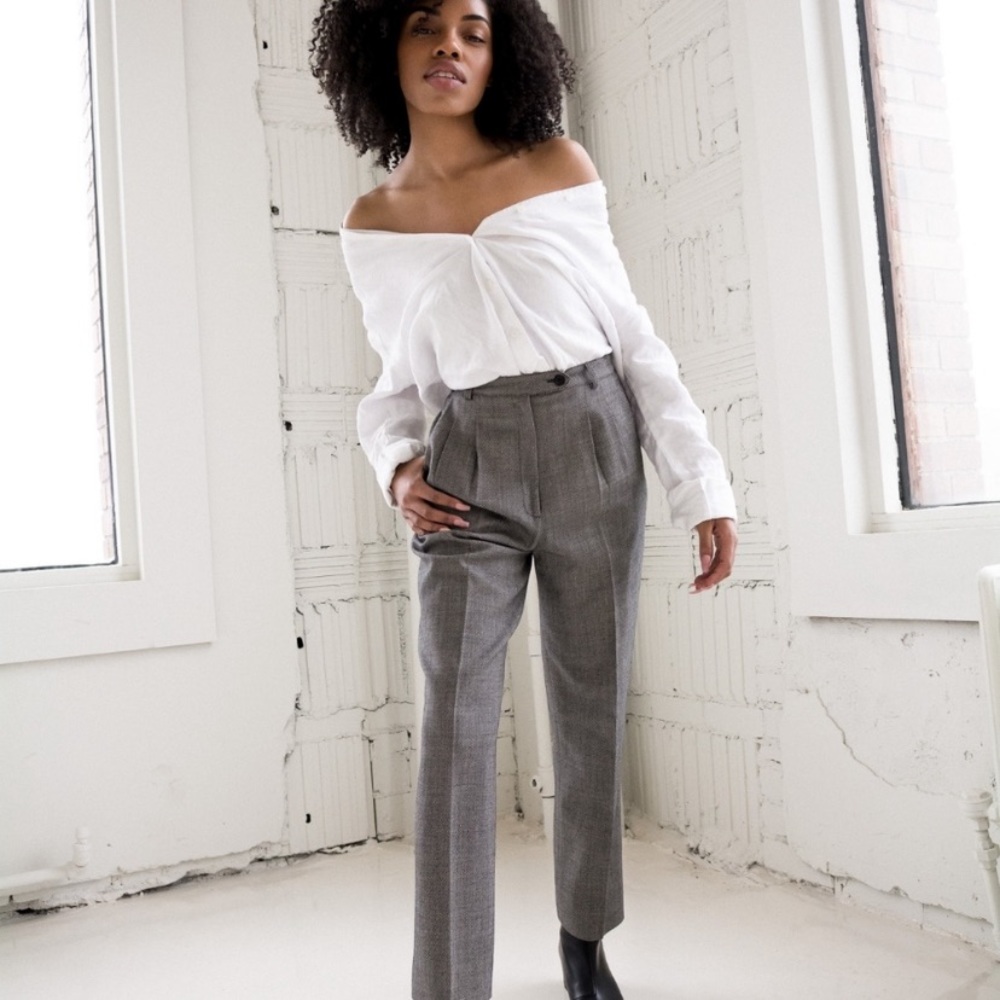 Vintage J'envie Herringbone Houndstooth Heritage Wool Trouser Pants